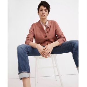 Madewell Broadway Cardigan Sweater in Marled Rose - Size Small